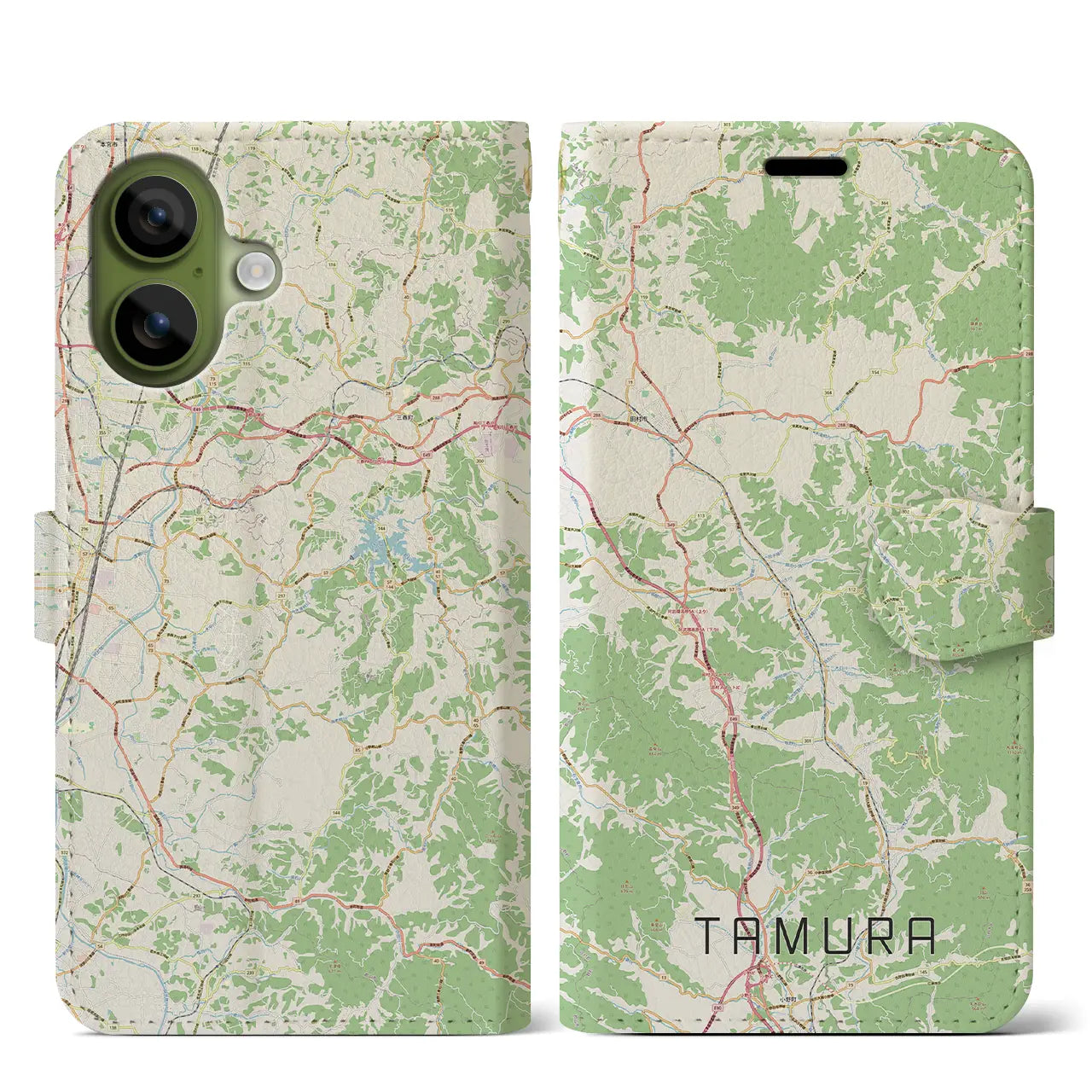 【田村(福島県)】地図柄iPhoneケース(手帳タイプ)