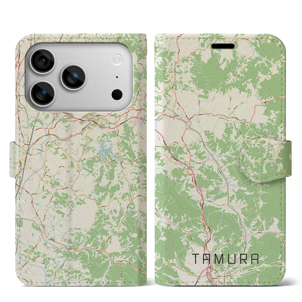 【田村(福島県)】地図柄iPhoneケース(手帳タイプ)