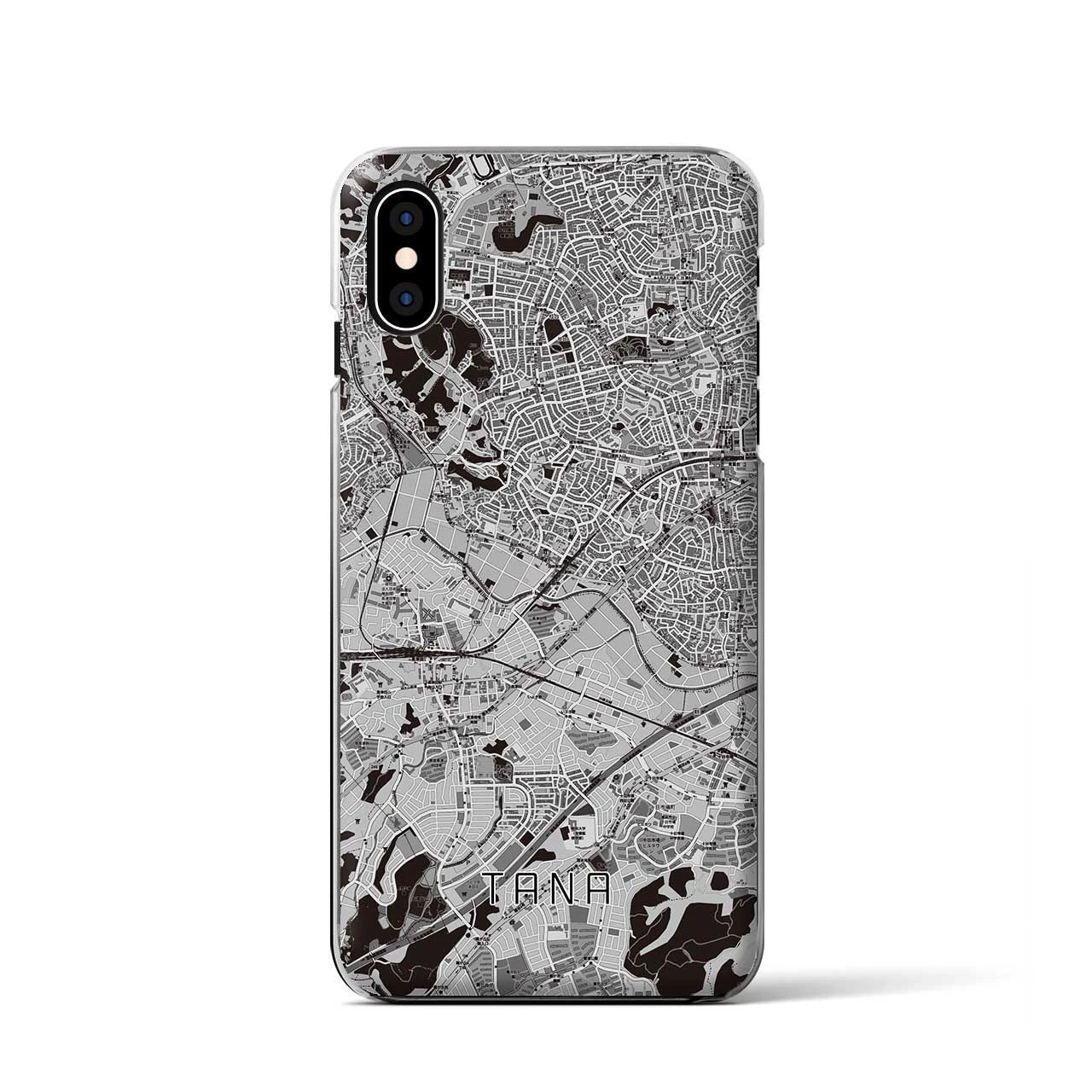 【田奈(神奈川県)】地図柄iPhoneケース(クリアタイプ)モノトーン・iPhone XS / X 用