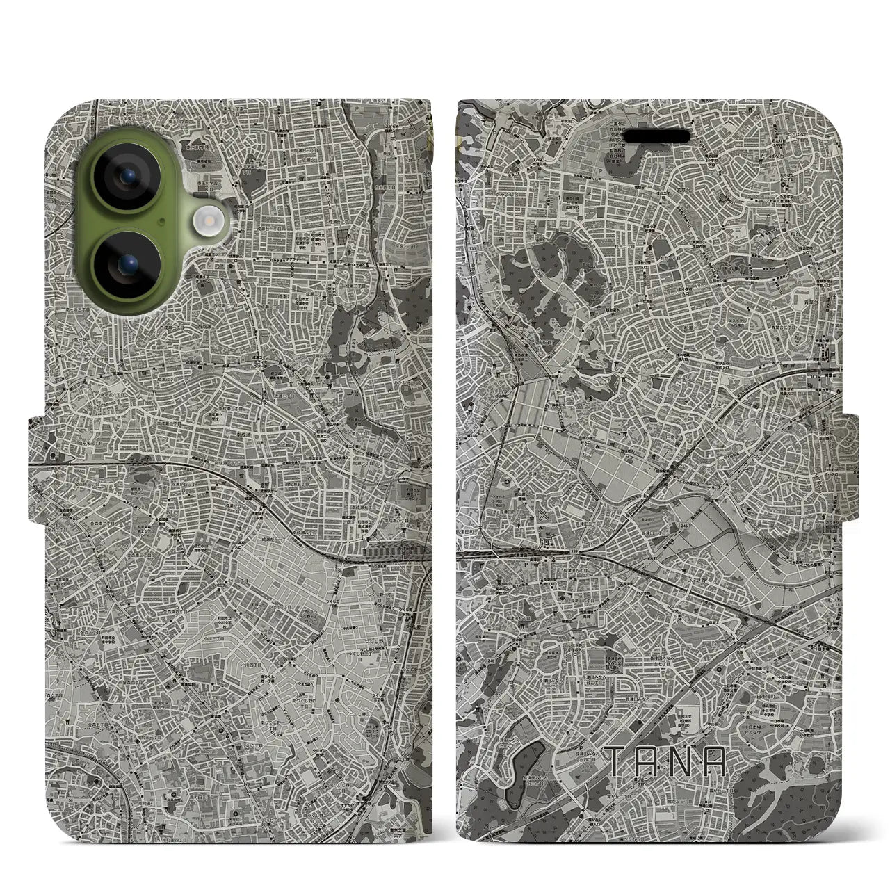 【田奈(神奈川県)】地図柄iPhoneケース(手帳タイプ)