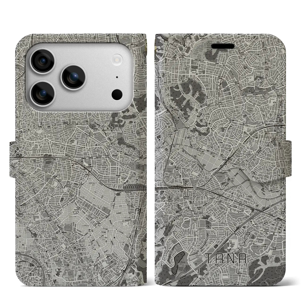 【田奈(神奈川県)】地図柄iPhoneケース(手帳タイプ)