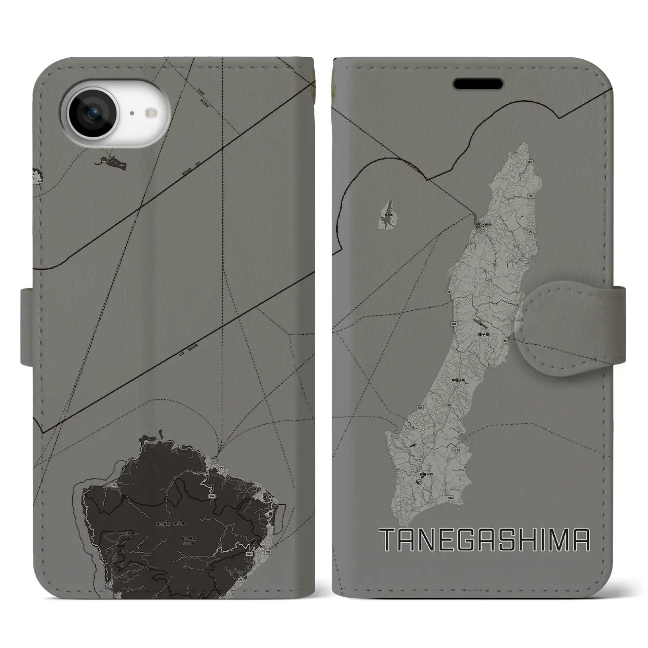 【種子島(鹿児島県)】地図柄iPhoneケース(手帳タイプ)