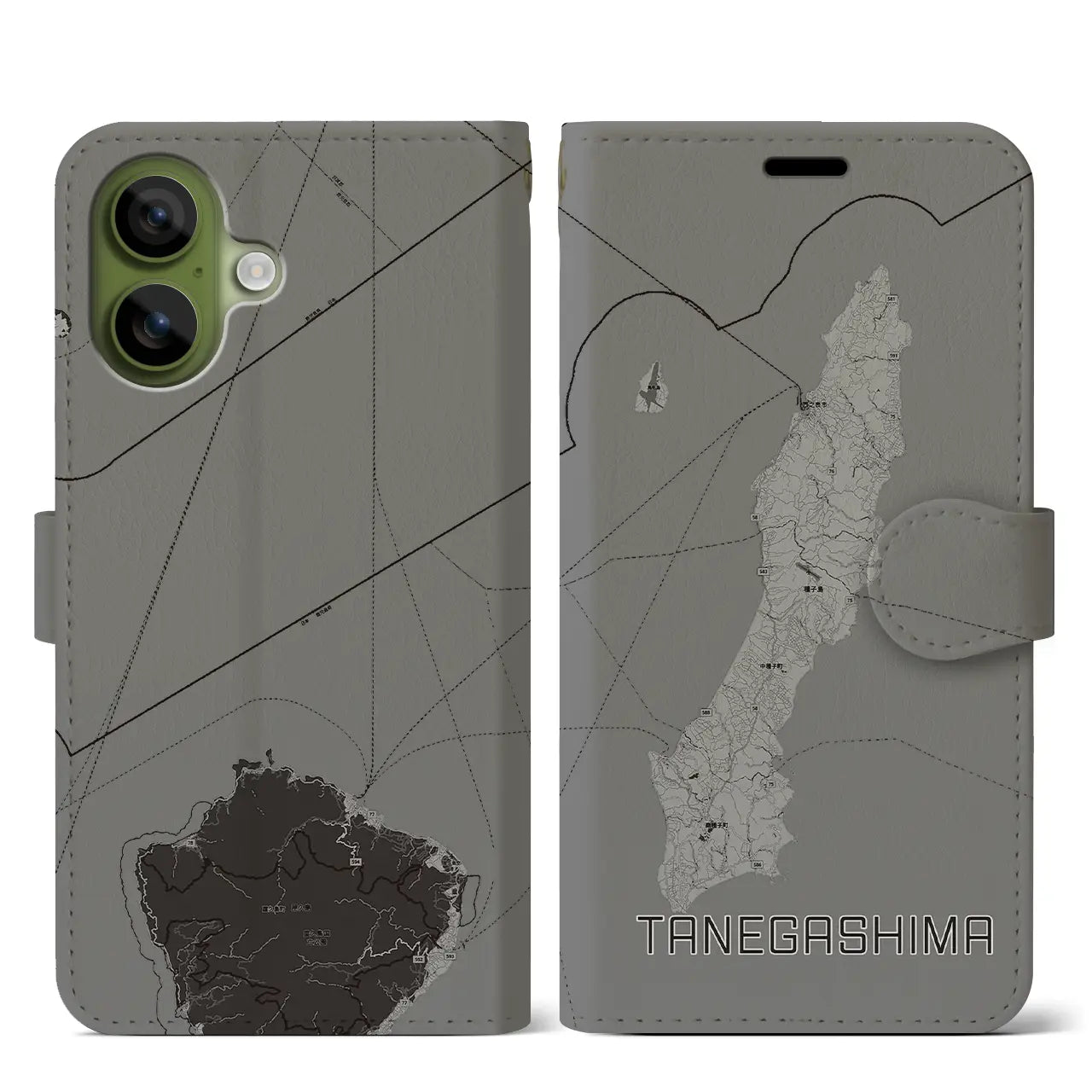 【種子島(鹿児島県)】地図柄iPhoneケース(手帳タイプ)