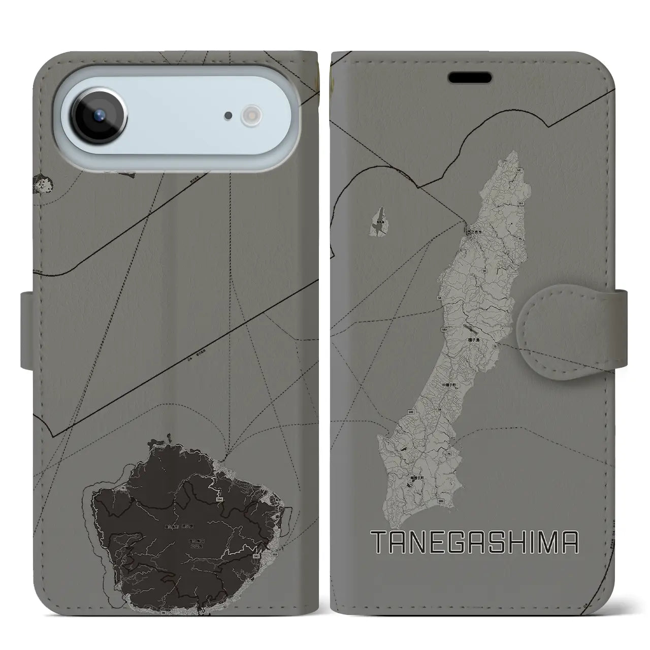 【種子島(鹿児島県)】地図柄iPhoneケース(手帳タイプ)