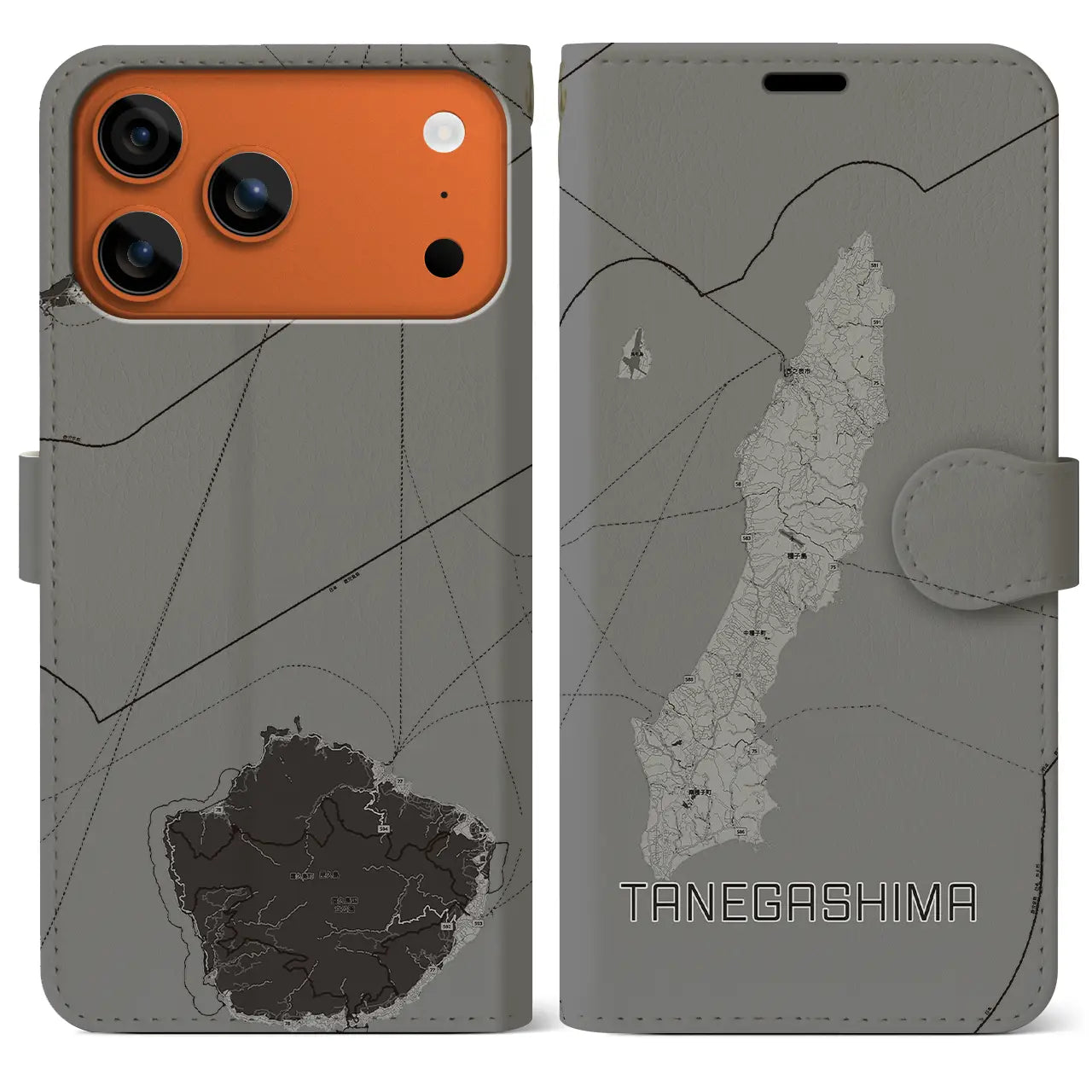 【種子島(鹿児島県)】地図柄iPhoneケース(手帳タイプ)