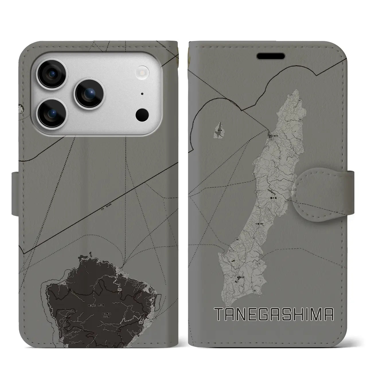 【種子島(鹿児島県)】地図柄iPhoneケース(手帳タイプ)