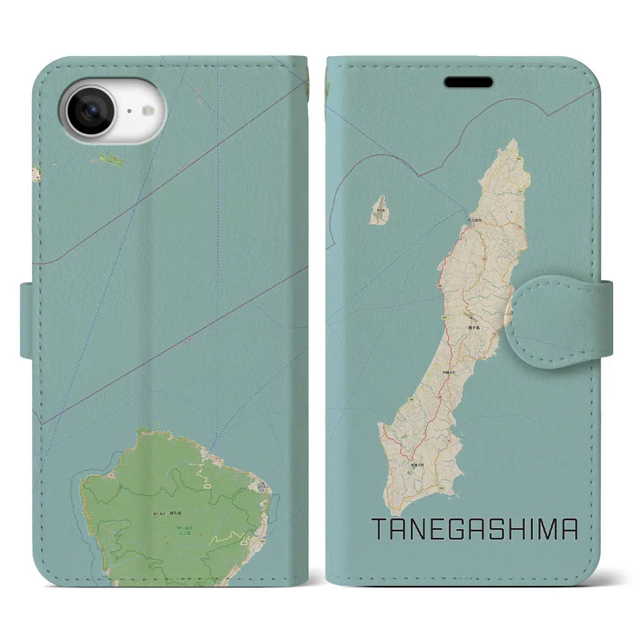 【種子島(鹿児島県)】地図柄iPhoneケース(手帳タイプ)