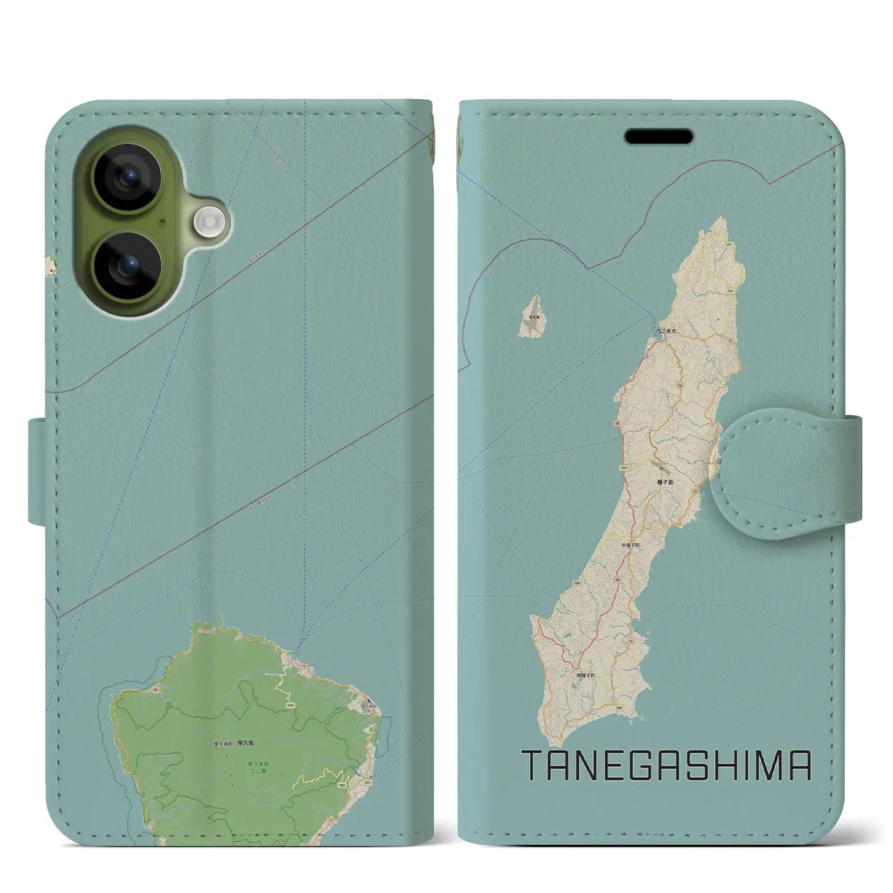 【種子島(鹿児島県)】地図柄iPhoneケース(手帳タイプ)