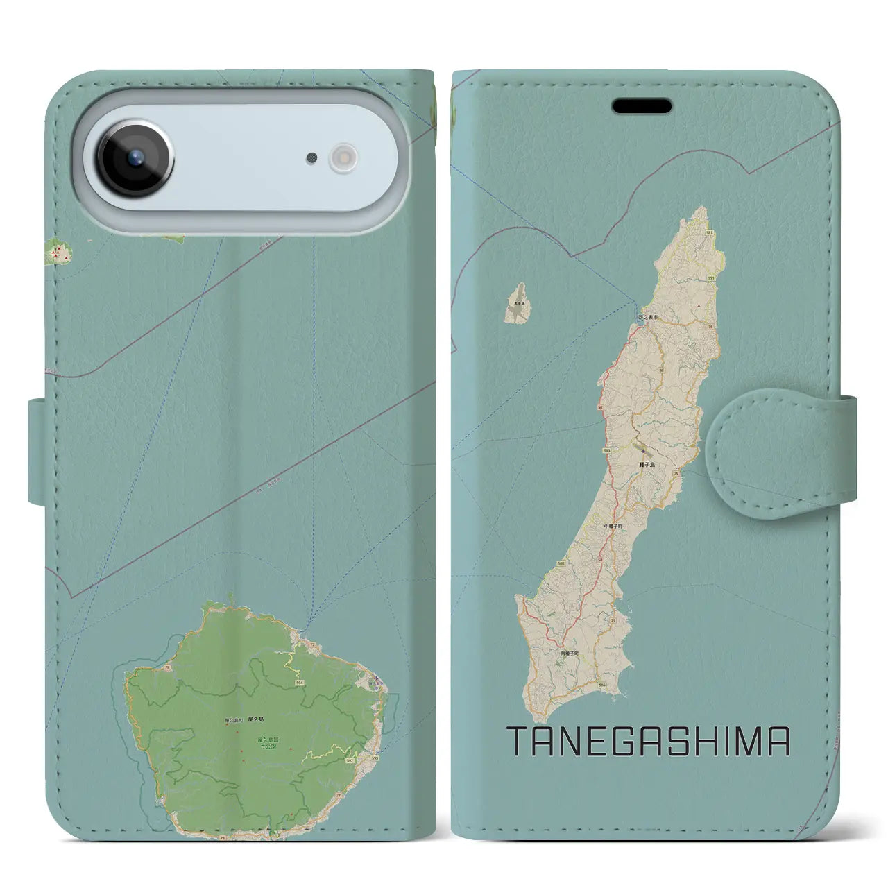 【種子島(鹿児島県)】地図柄iPhoneケース(手帳タイプ)モノトーン・iPhone 17 Pro Max 用
