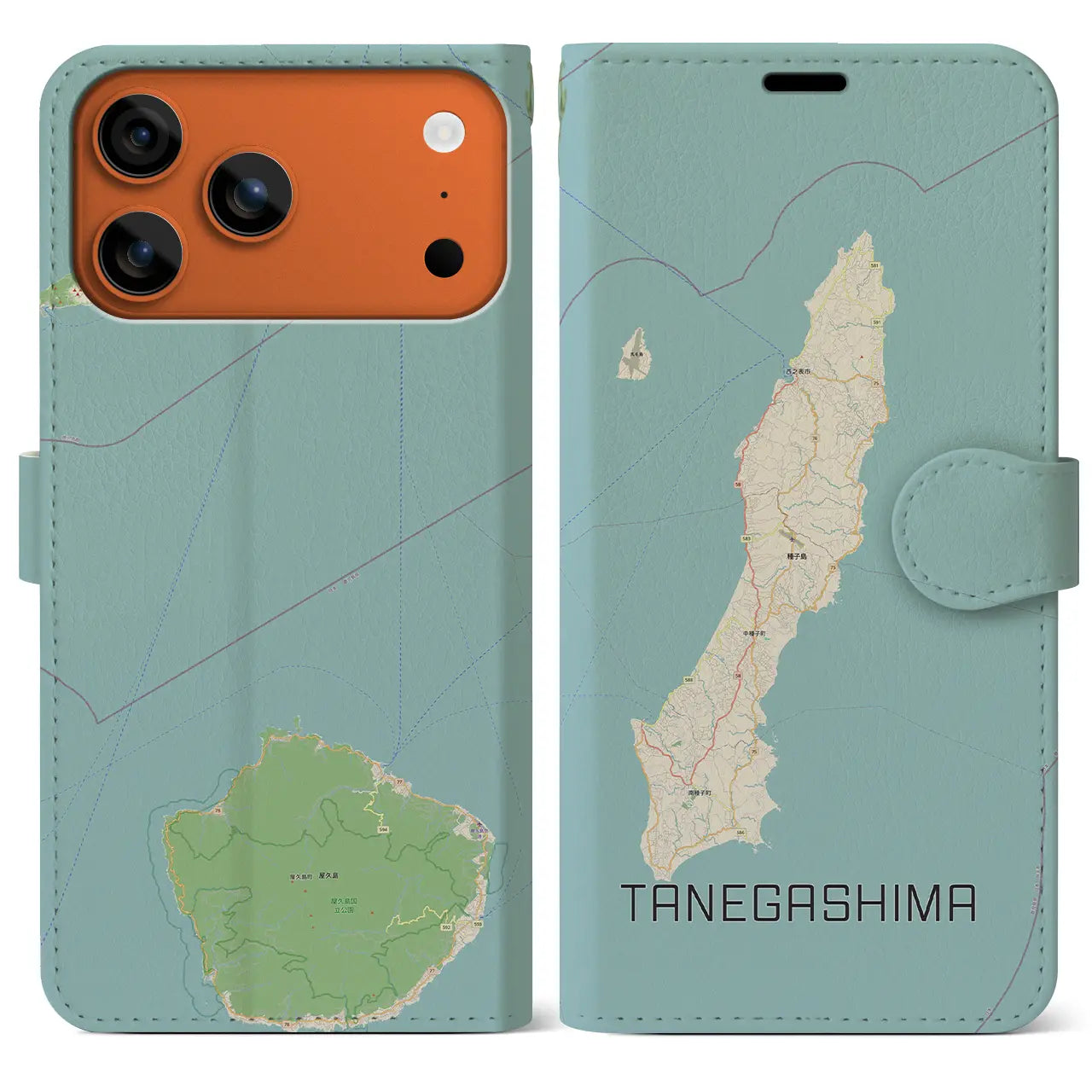 【種子島(鹿児島県)】地図柄iPhoneケース(手帳タイプ)