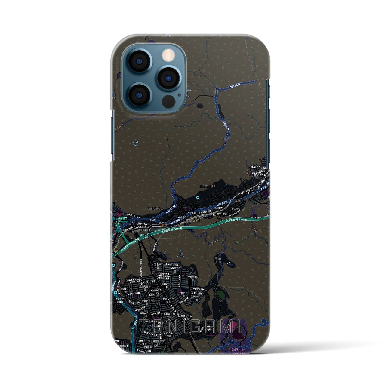 【谷上(兵庫県)】地図柄iPhoneケース(バックカバータイプ)
