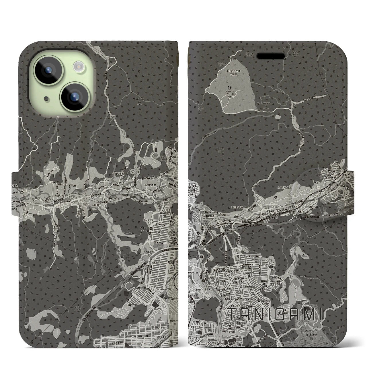 【谷上(兵庫県)】地図柄iPhoneケース(手帳タイプ)