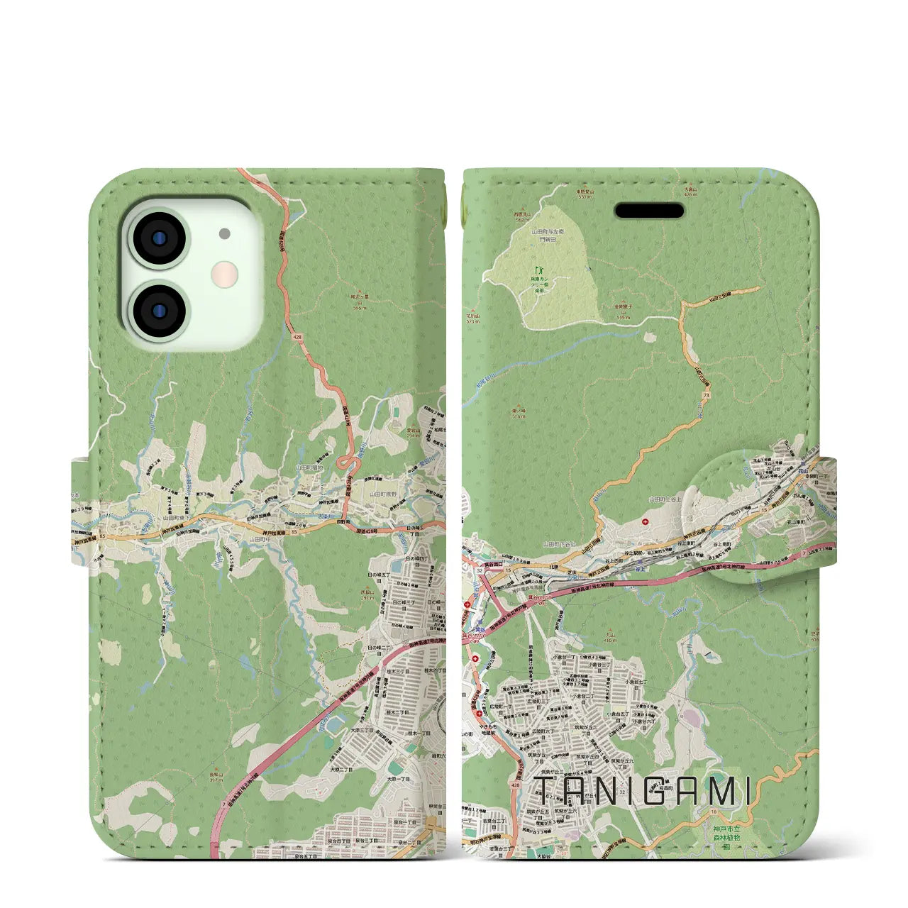 【谷上(兵庫県)】地図柄iPhoneケース(手帳タイプ)