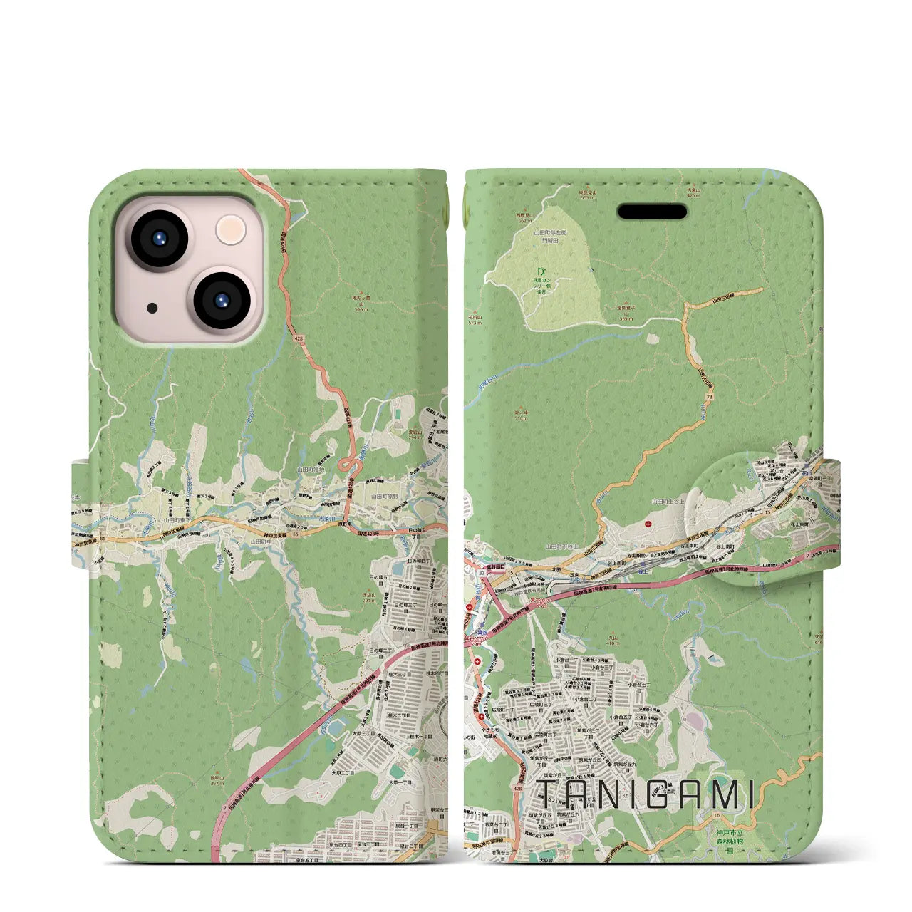 【谷上(兵庫県)】地図柄iPhoneケース(手帳タイプ)