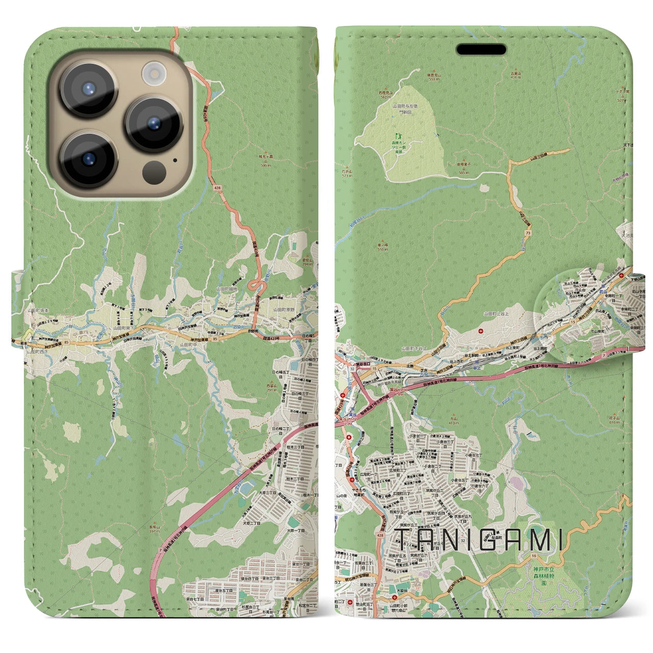 【谷上(兵庫県)】地図柄iPhoneケース(手帳タイプ)