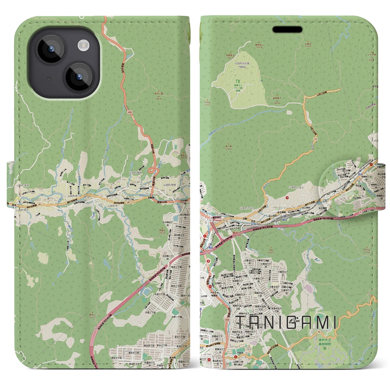 【谷上(兵庫県)】地図柄iPhoneケース(手帳タイプ)