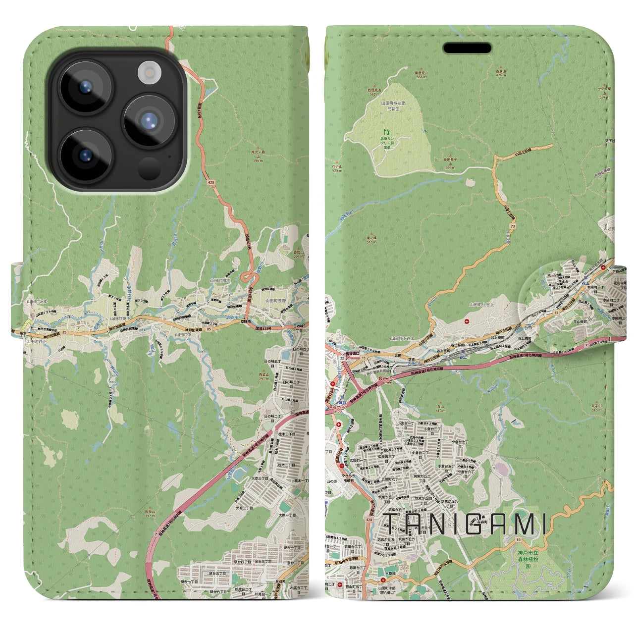 【谷上(兵庫県)】地図柄iPhoneケース(手帳タイプ)