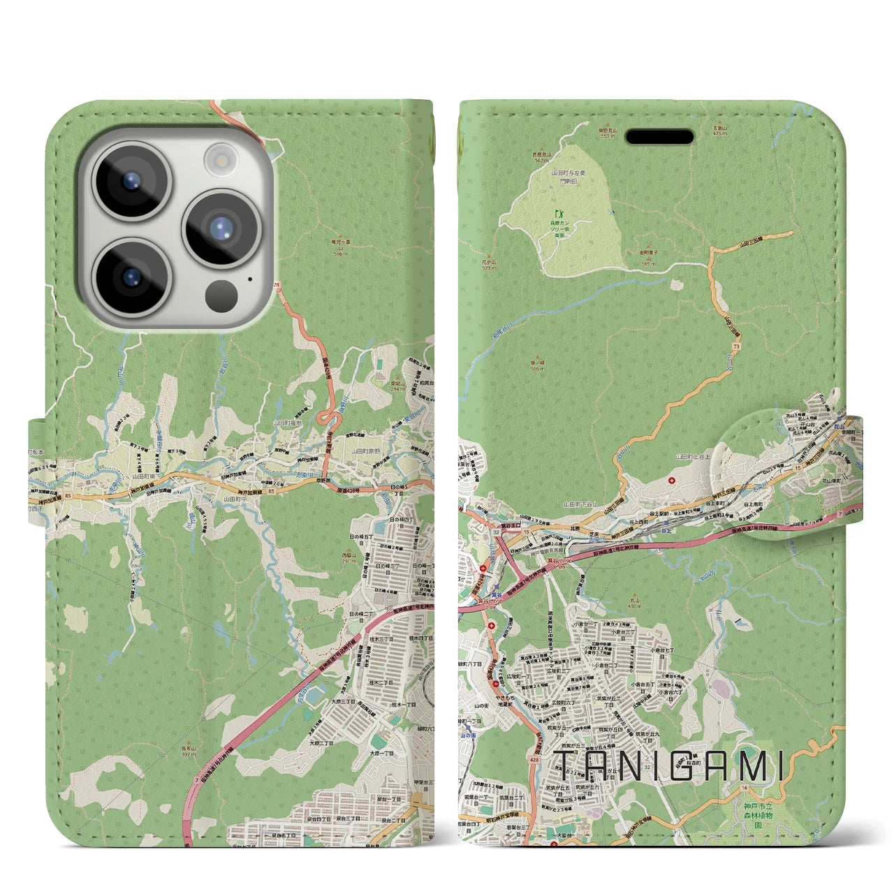 【谷上(兵庫県)】地図柄iPhoneケース(手帳タイプ)