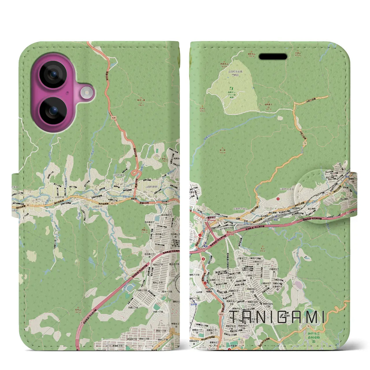 【谷上(兵庫県)】地図柄iPhoneケース(手帳タイプ)