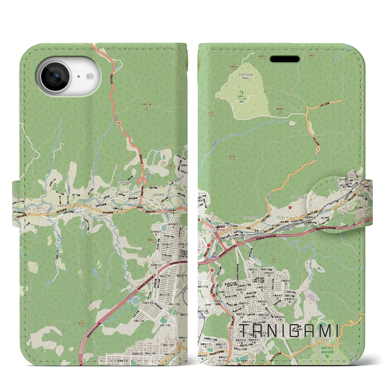 【谷上(兵庫県)】地図柄iPhoneケース(手帳タイプ)