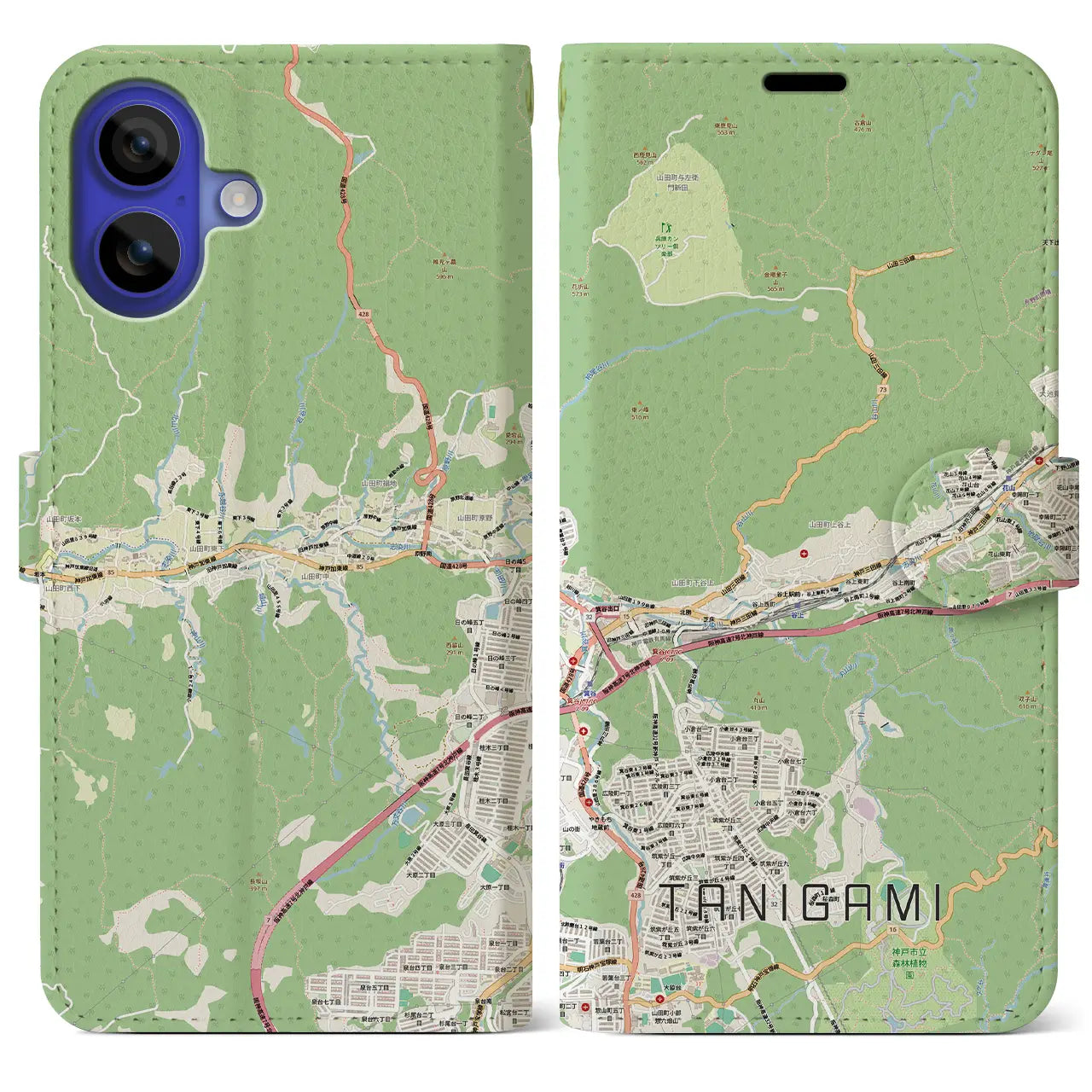 【谷上(兵庫県)】地図柄iPhoneケース(手帳タイプ)