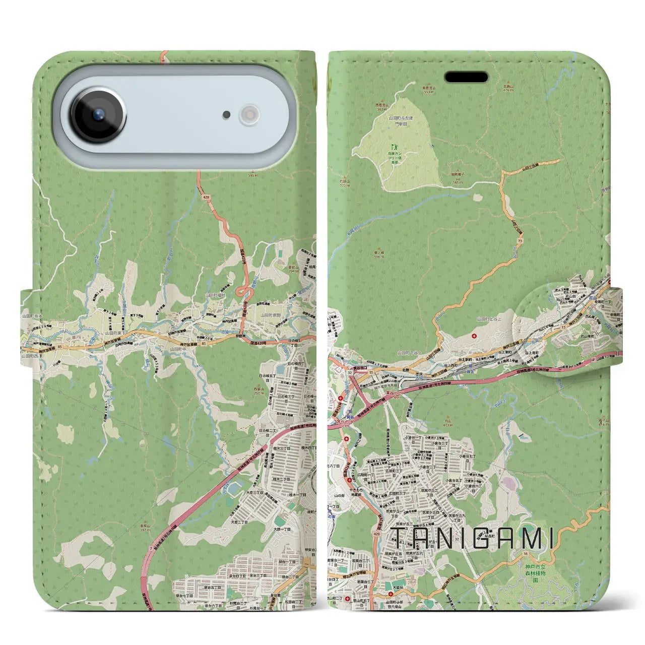 【谷上(兵庫県)】地図柄iPhoneケース(手帳タイプ)