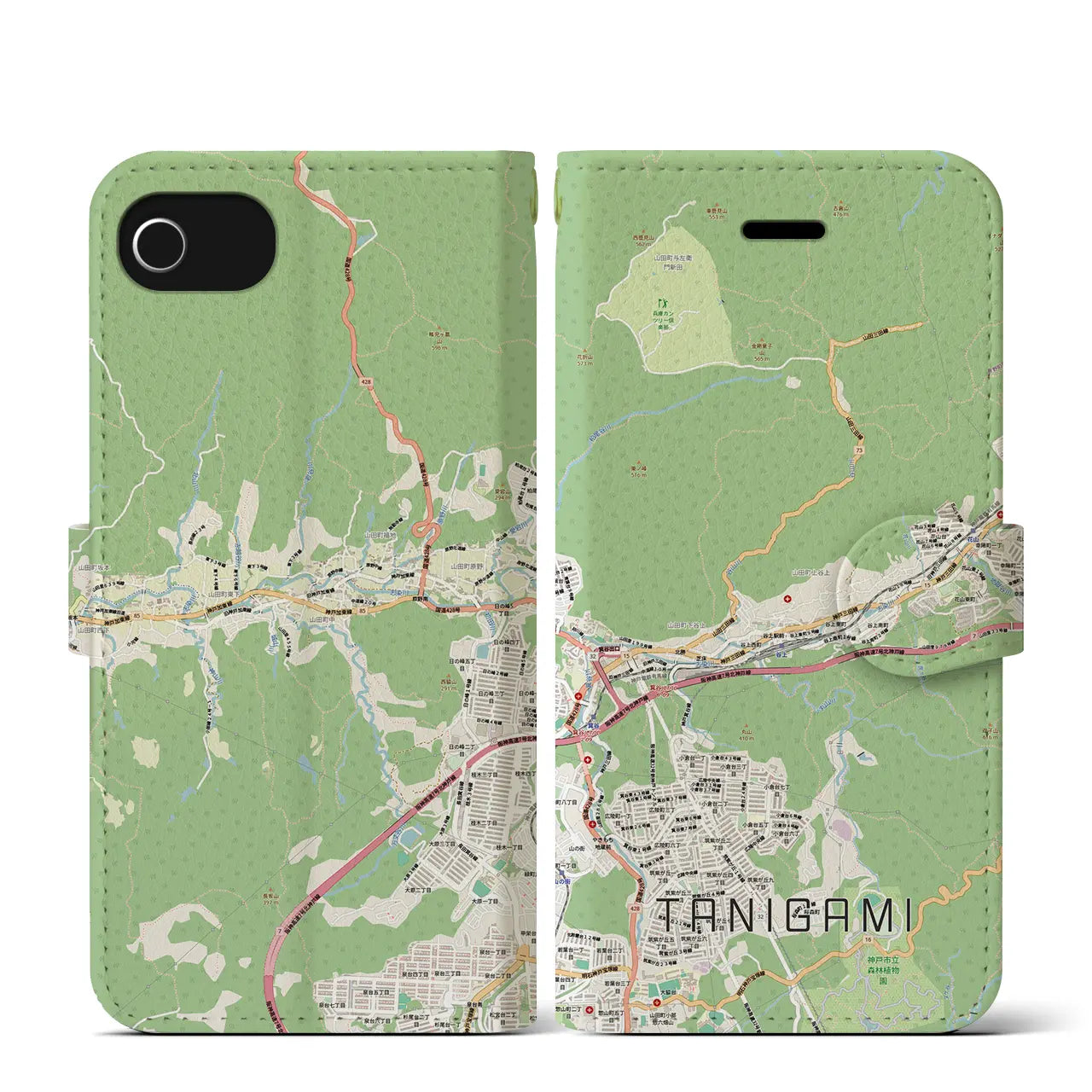 【谷上(兵庫県)】地図柄iPhoneケース(手帳タイプ)