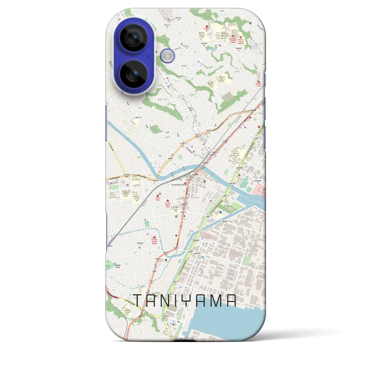 【谷山(鹿児島県)】地図柄iPhoneケース(バックカバータイプ)ブラック・iPhone 16 Pro Max 用