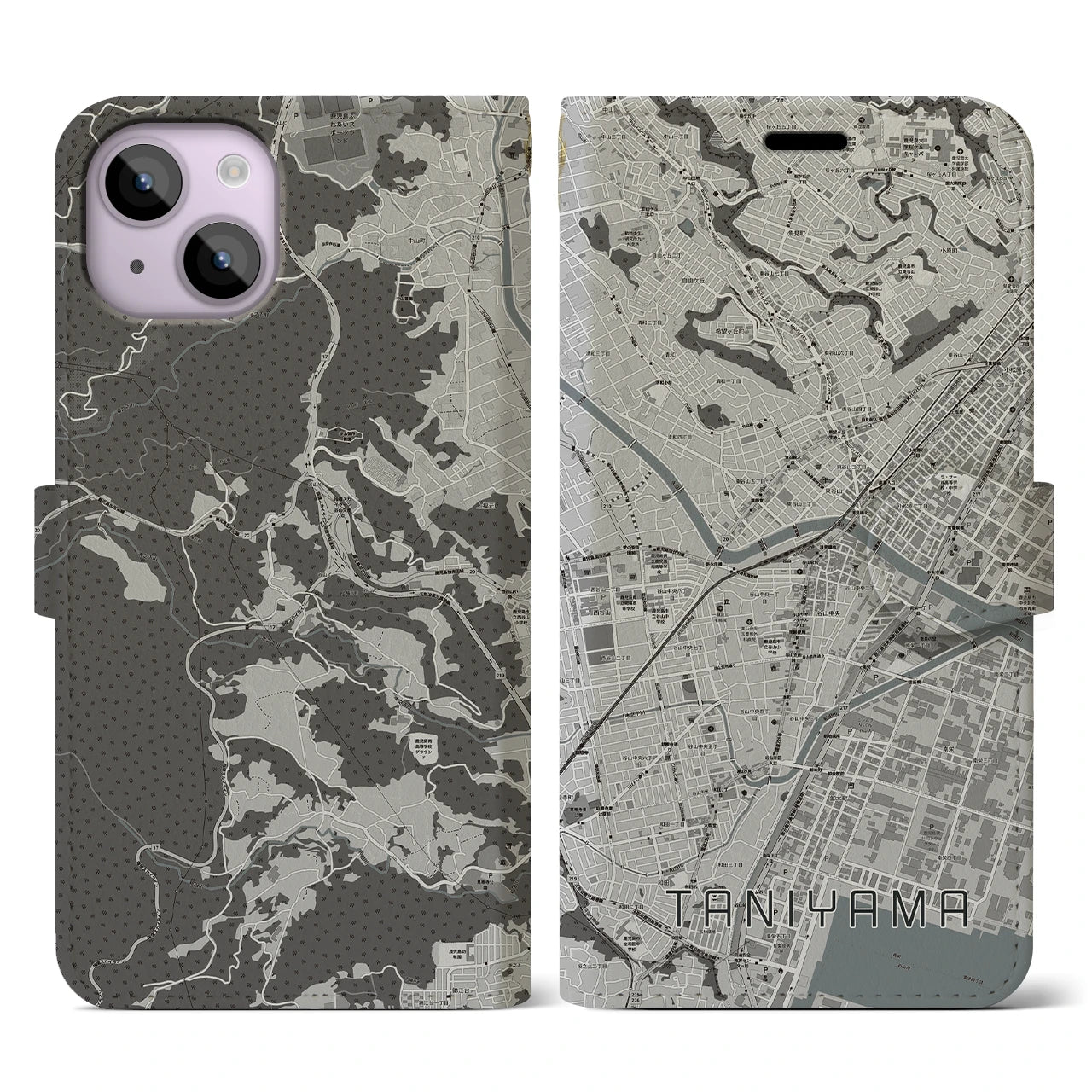 【谷山(鹿児島県)】地図柄iPhoneケース(手帳タイプ)