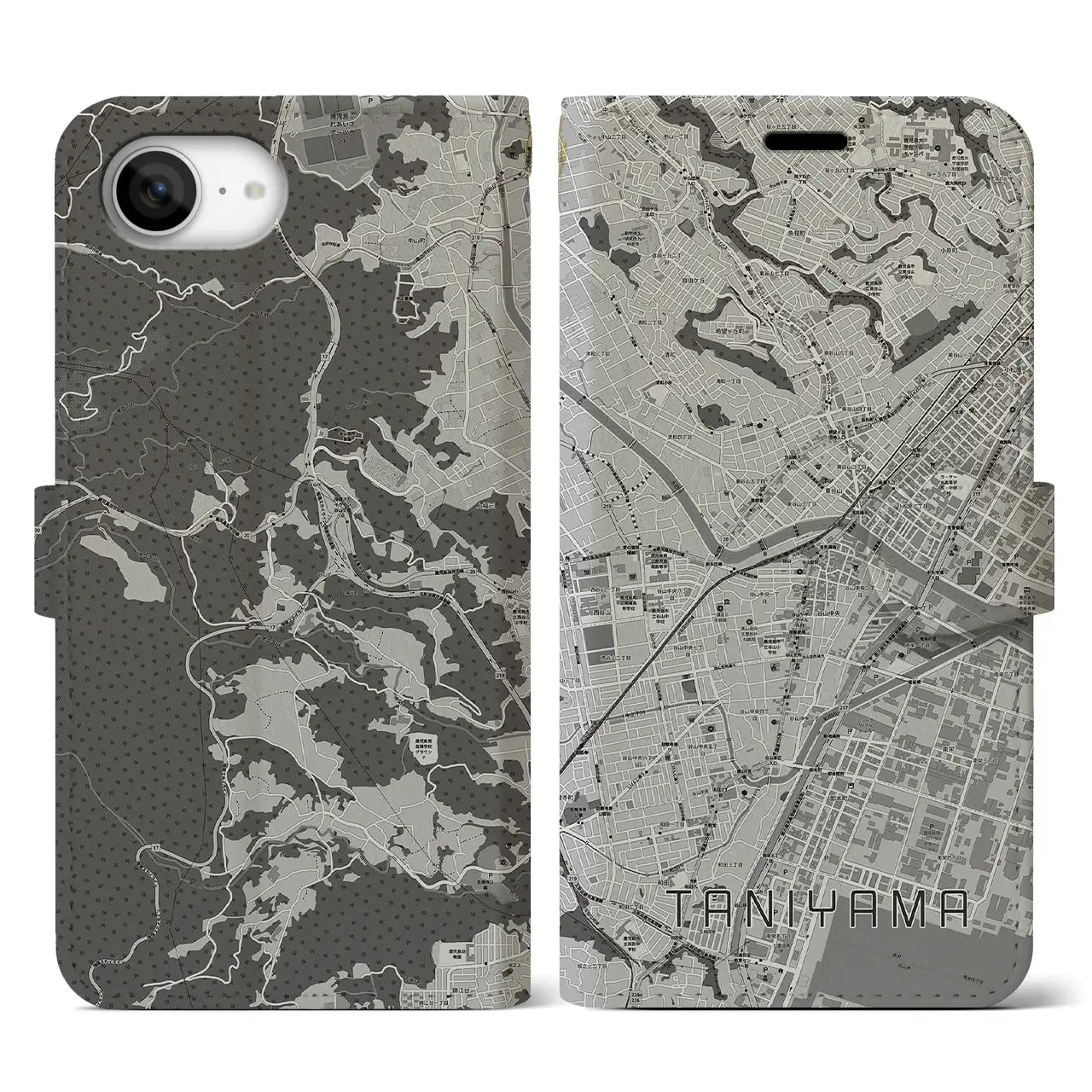 【谷山(鹿児島県)】地図柄iPhoneケース(手帳タイプ)