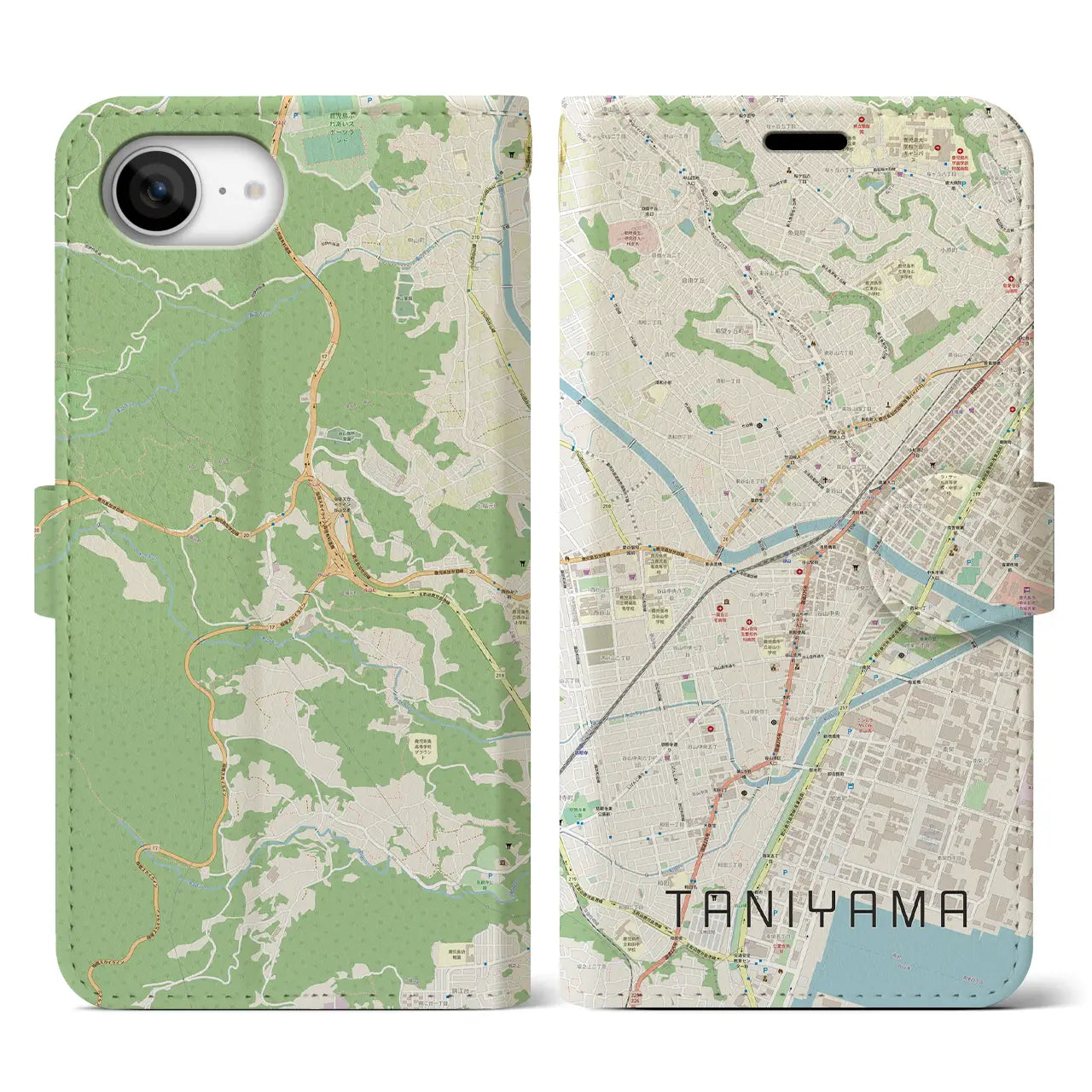 【谷山(鹿児島県)】地図柄iPhoneケース(手帳タイプ)