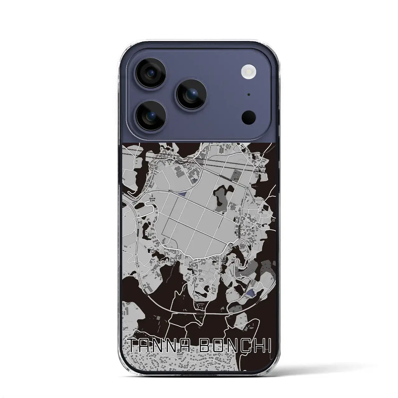 【丹那盆地(静岡県)】地図柄iPhoneケース(クリアタイプ)モノトーン・iPhone 17 Pro Max 用