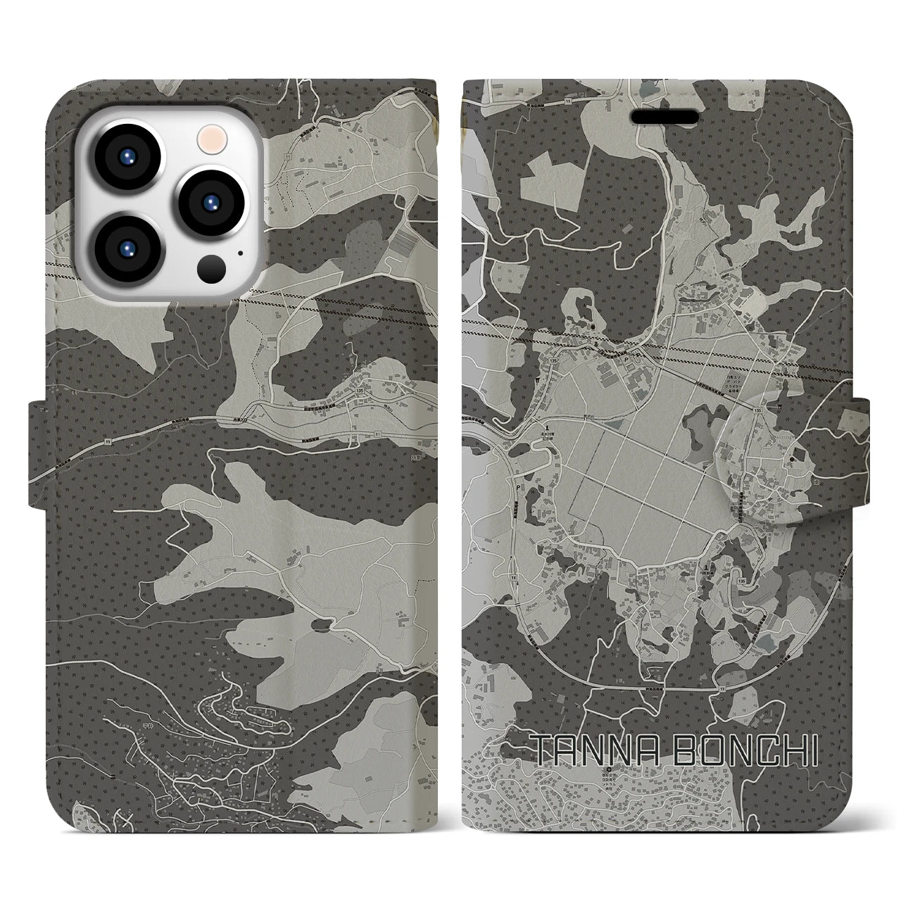 【丹那盆地(静岡県)】地図柄iPhoneケース(手帳タイプ)