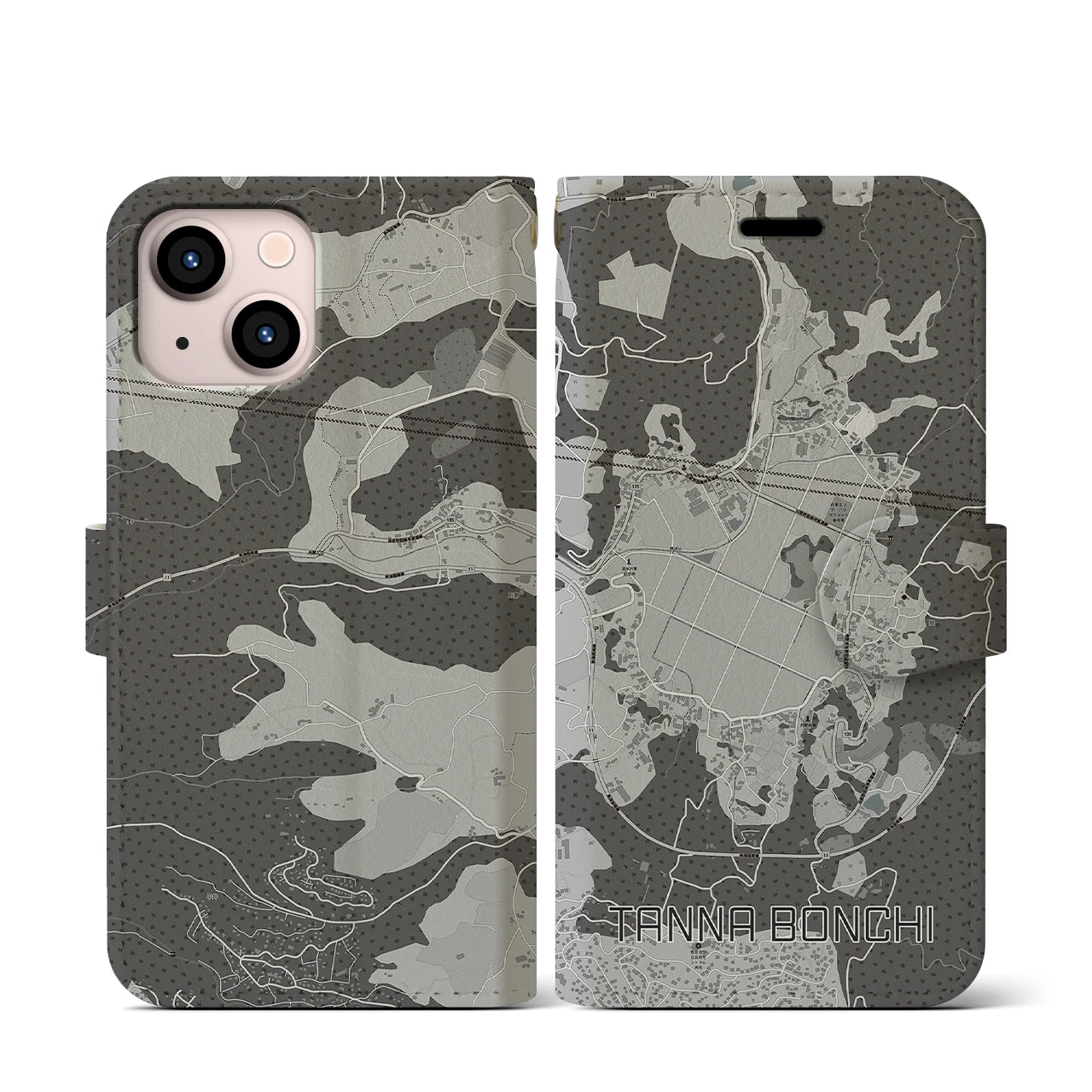 【丹那盆地(静岡県)】地図柄iPhoneケース(手帳タイプ)