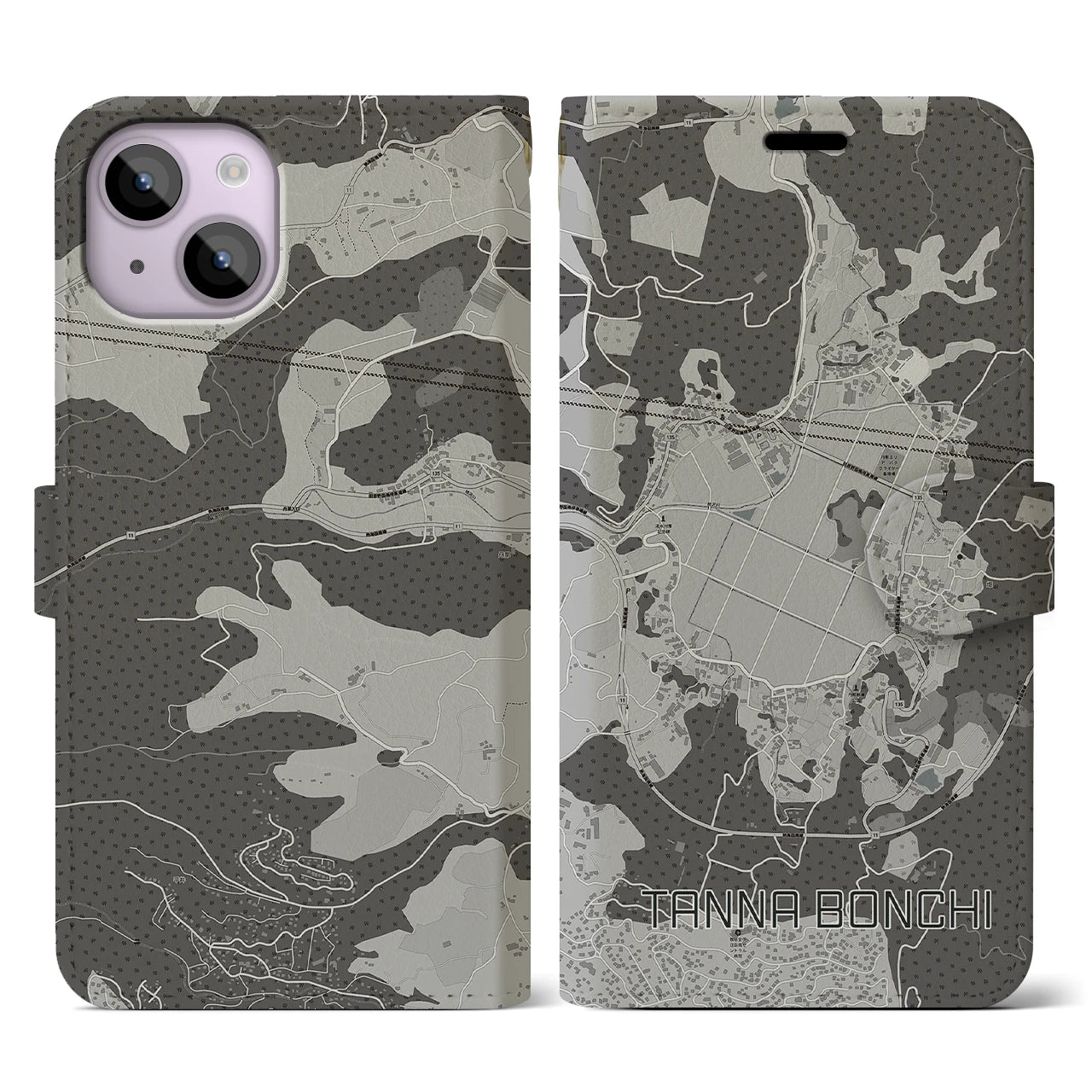 【丹那盆地(静岡県)】地図柄iPhoneケース(手帳タイプ)