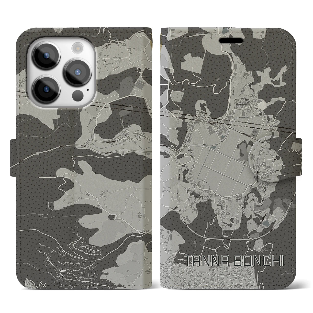 【丹那盆地(静岡県)】地図柄iPhoneケース(手帳タイプ)