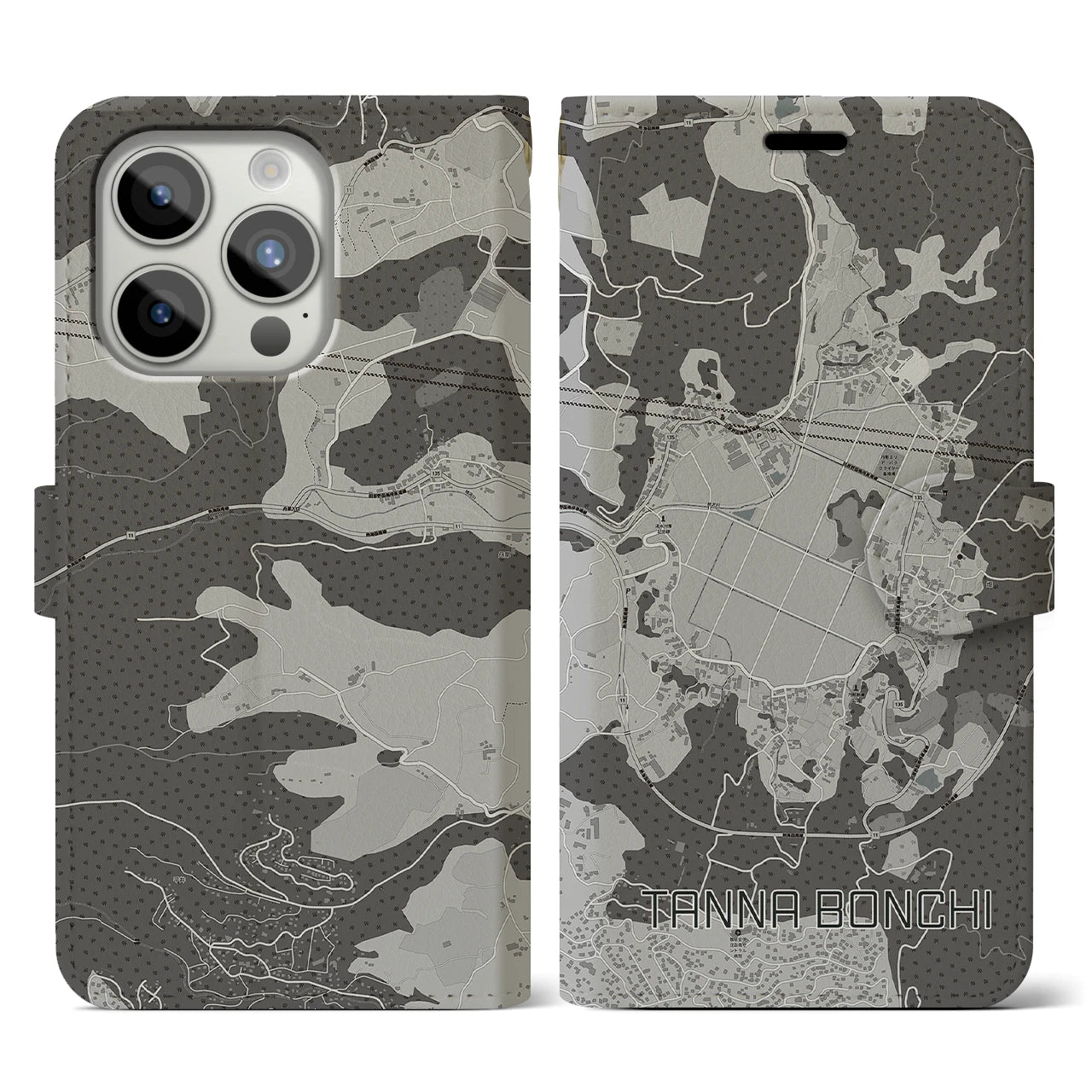 【丹那盆地(静岡県)】地図柄iPhoneケース(手帳タイプ)