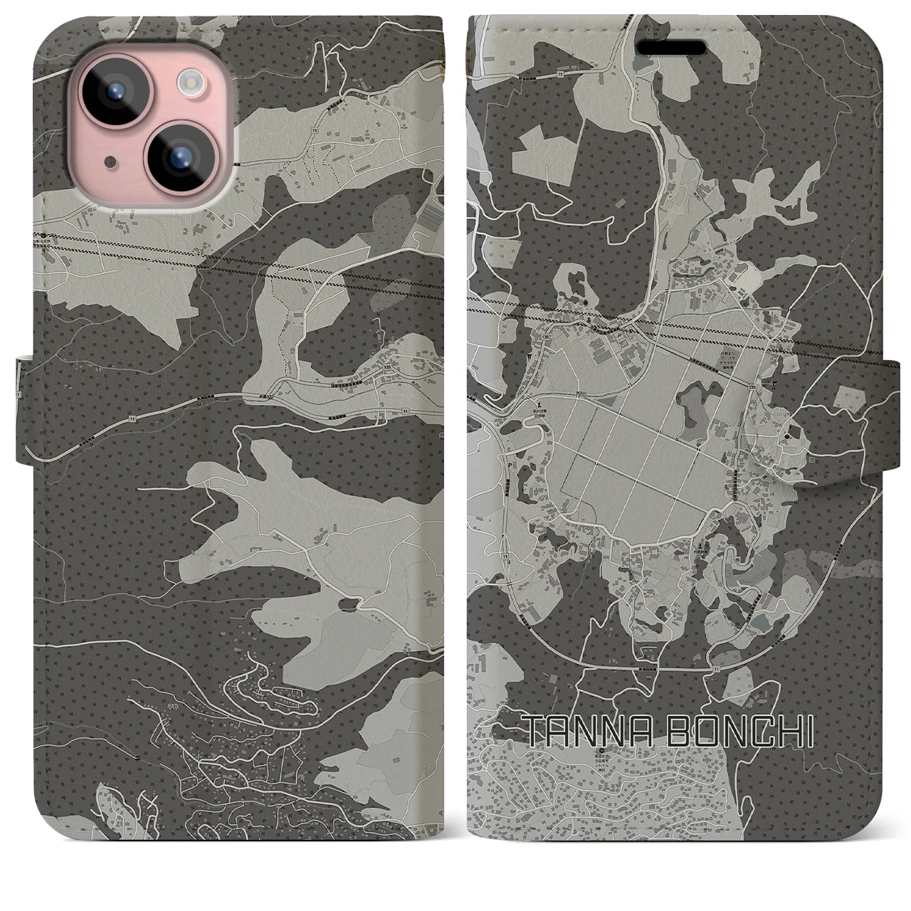 【丹那盆地(静岡県)】地図柄iPhoneケース(手帳タイプ)