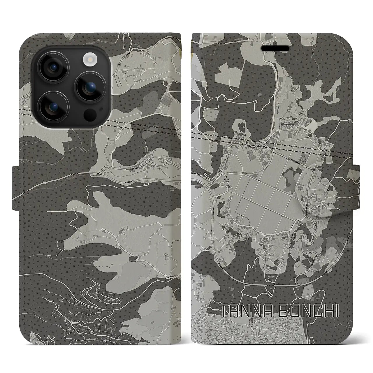 【丹那盆地(静岡県)】地図柄iPhoneケース(手帳タイプ)