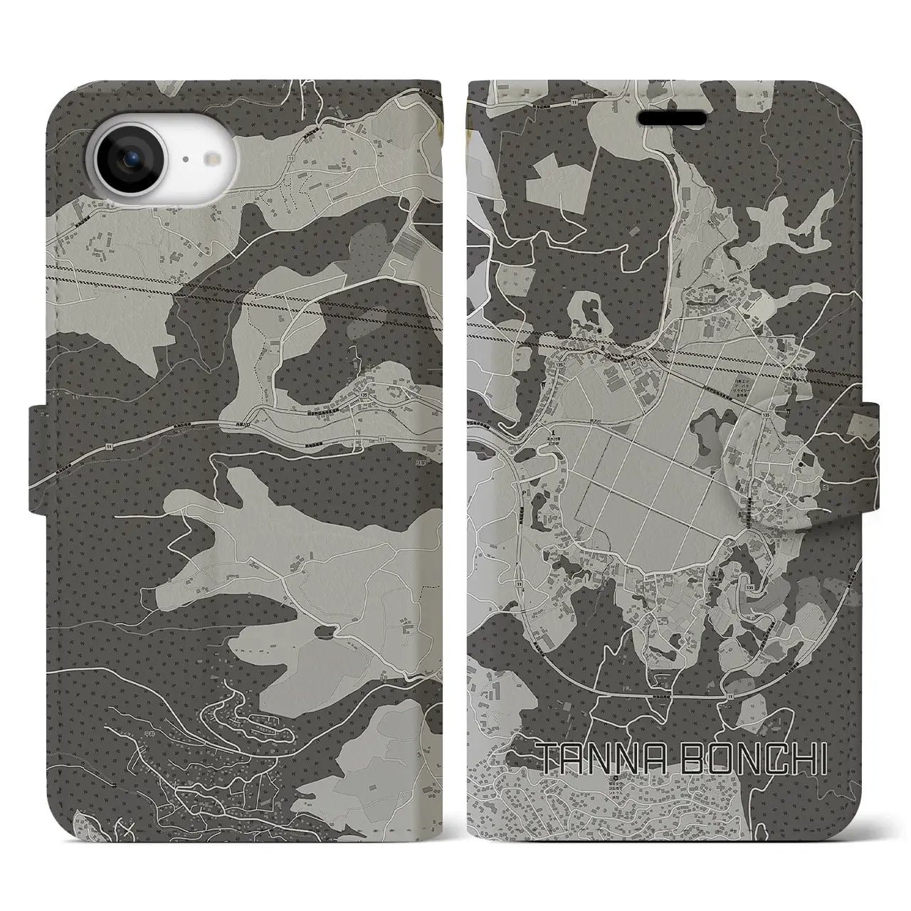 【丹那盆地(静岡県)】地図柄iPhoneケース(手帳タイプ)