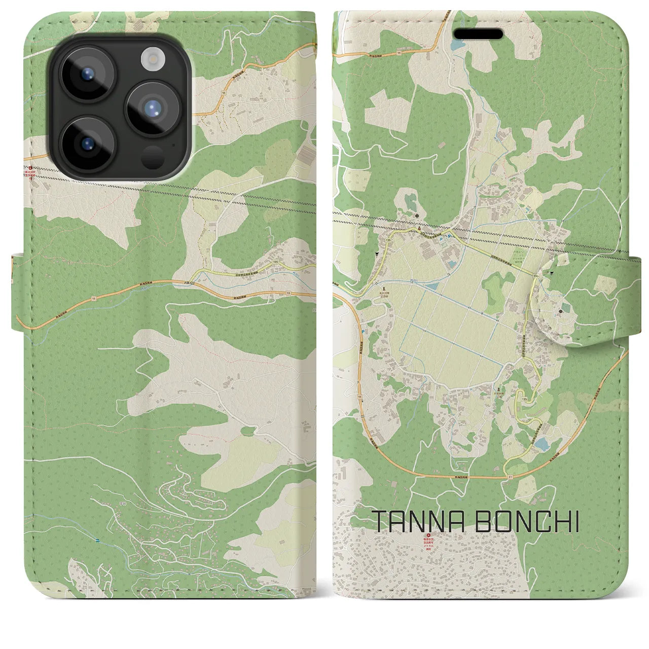 【丹那盆地(静岡県)】地図柄iPhoneケース(手帳タイプ)