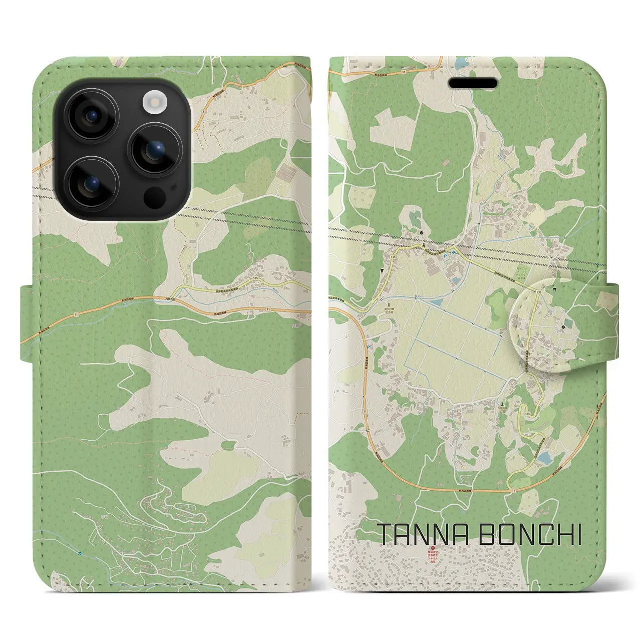 【丹那盆地(静岡県)】地図柄iPhoneケース(手帳タイプ)ナチュラル・iPhone 16 用
