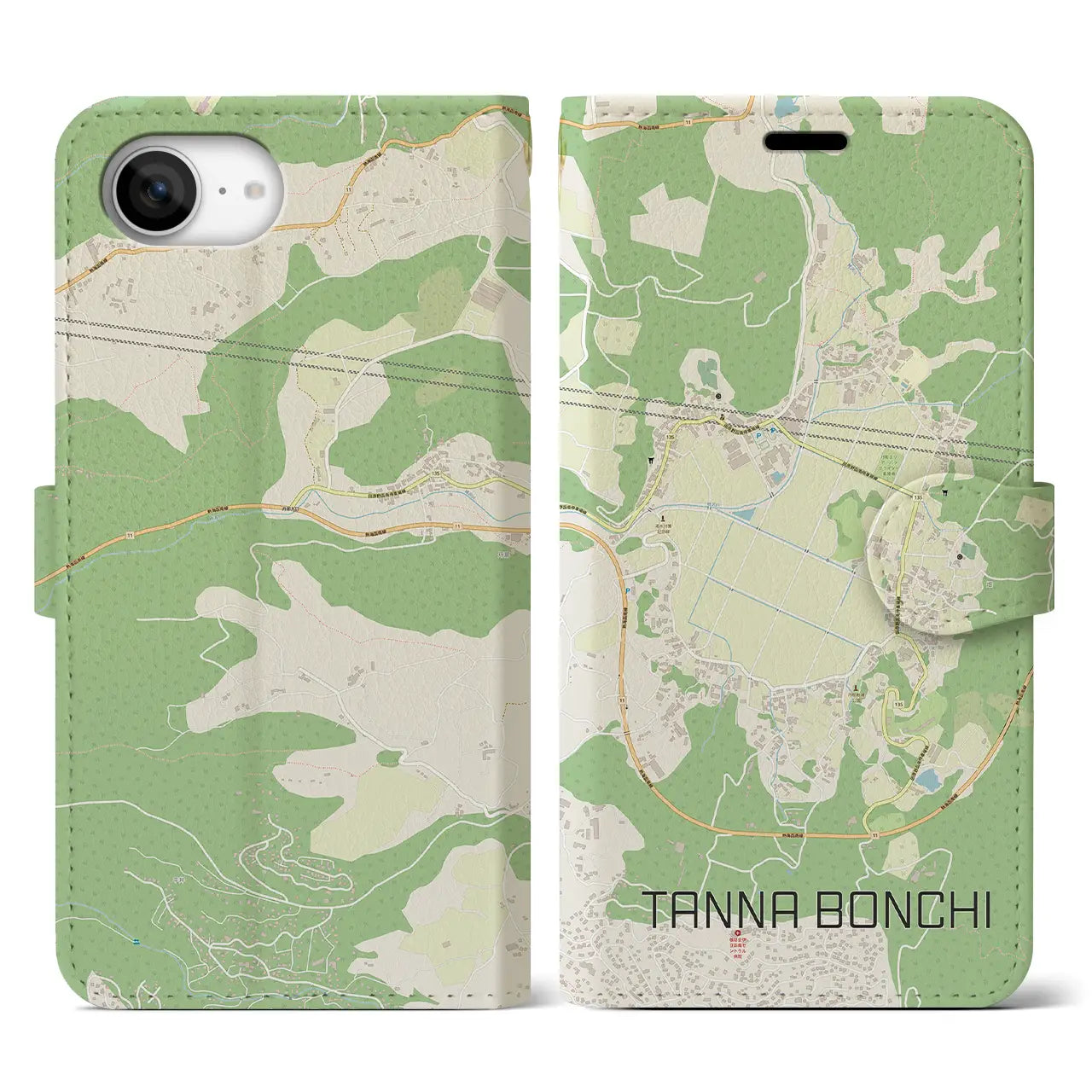 【丹那盆地(静岡県)】地図柄iPhoneケース(手帳タイプ)