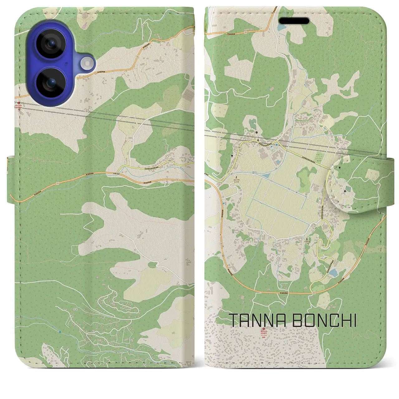 【丹那盆地(静岡県)】地図柄iPhoneケース(手帳タイプ)ナチュラル・iPhone 16 Pro Max 用