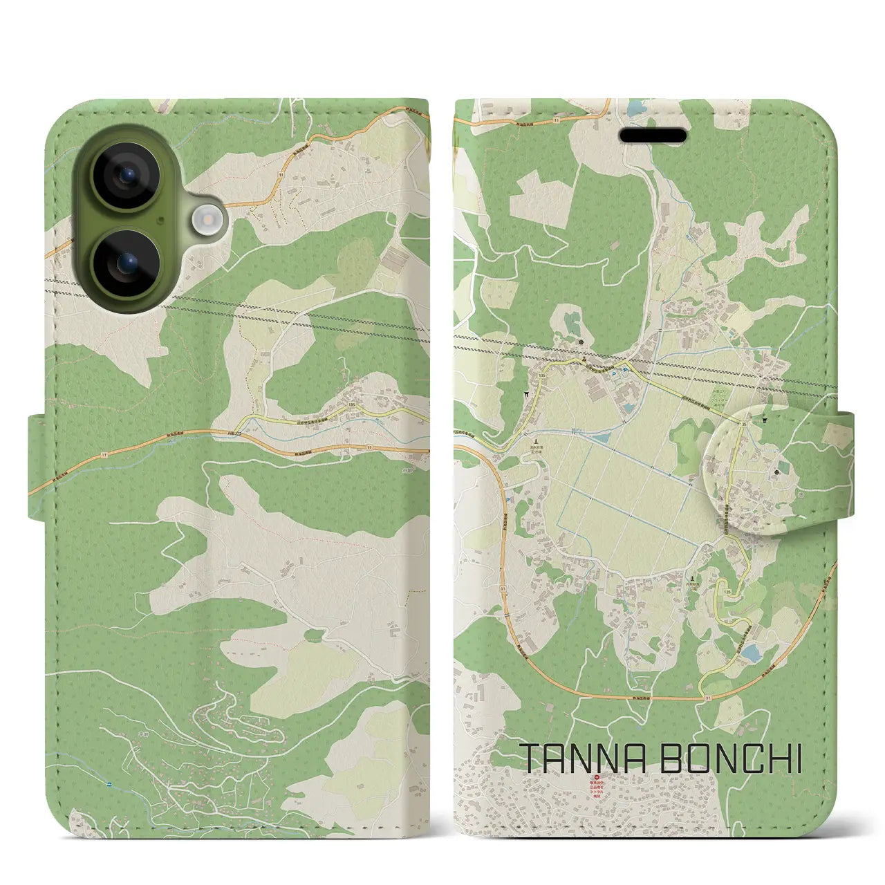 【丹那盆地(静岡県)】地図柄iPhoneケース(手帳タイプ)モノトーン・iPhone 17 Pro Max 用