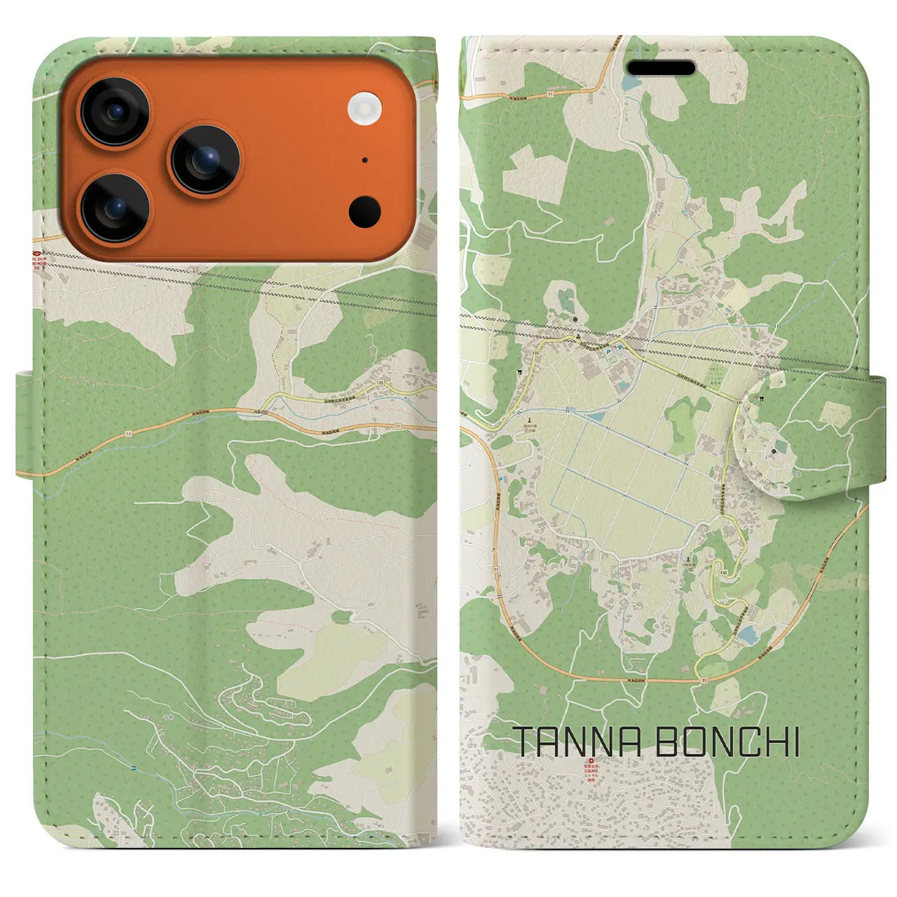 【丹那盆地(静岡県)】地図柄iPhoneケース(手帳タイプ)