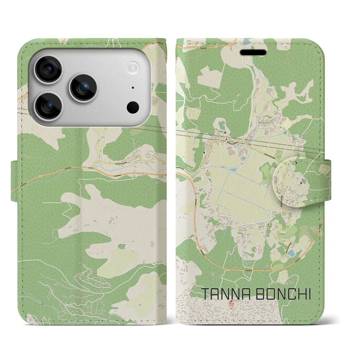 【丹那盆地(静岡県)】地図柄iPhoneケース(手帳タイプ)ナチュラル・iPhone 17 Pro Max 用