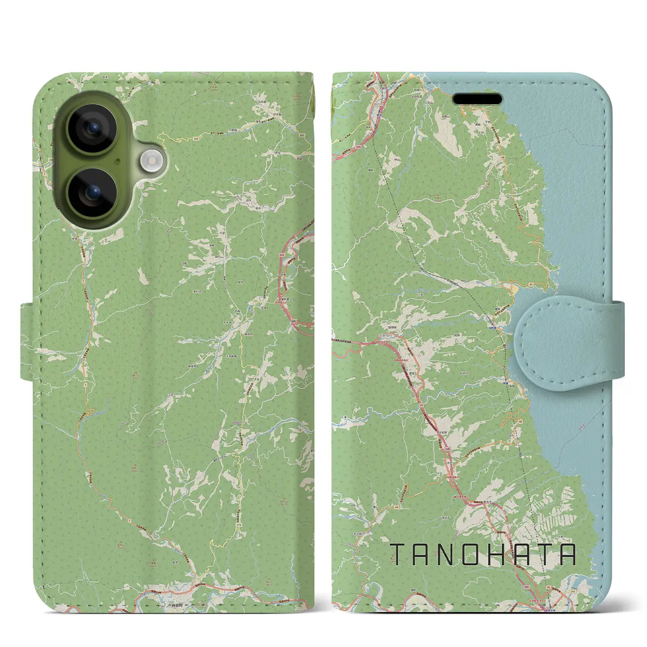 【田野畑(岩手県)】地図柄iPhoneケース(手帳タイプ)