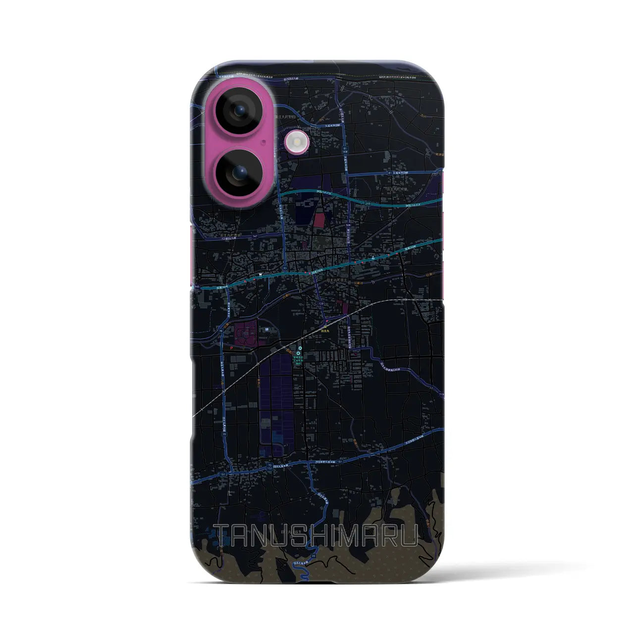 【田主丸(福岡県)】地図柄iPhoneケース(バックカバータイプ)