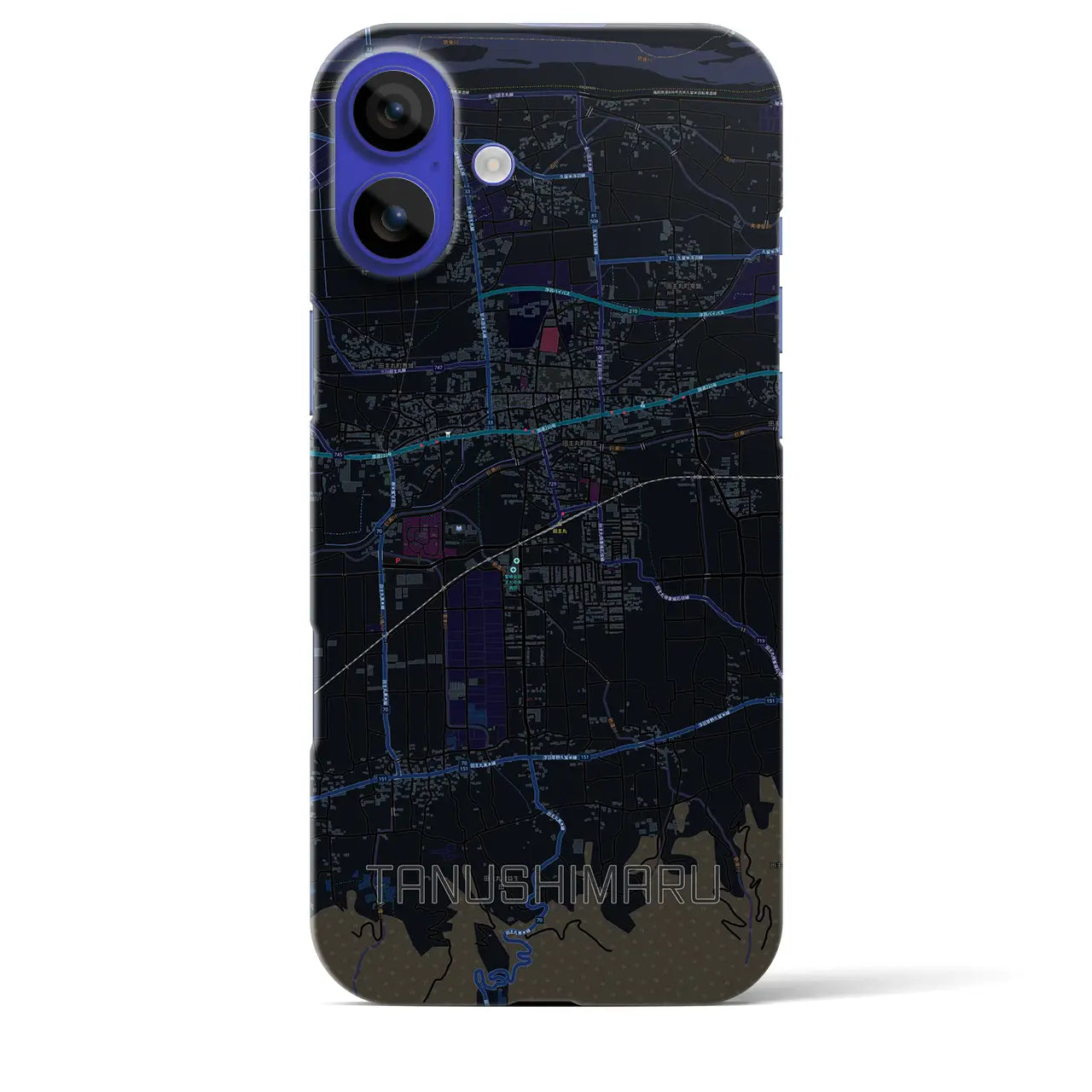 【田主丸(福岡県)】地図柄iPhoneケース(バックカバータイプ)